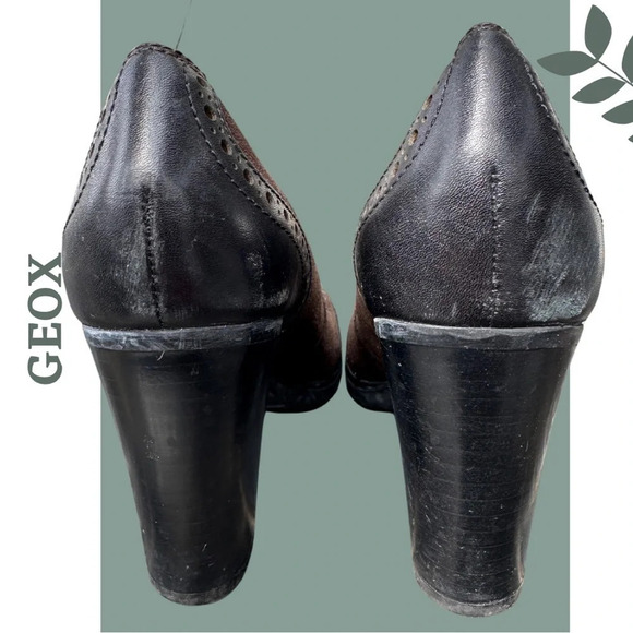 Geox Respira  Amphibiox Brown Leather/Suede Block Heel Mule Shoes Size 38 - Picture 7 of 12